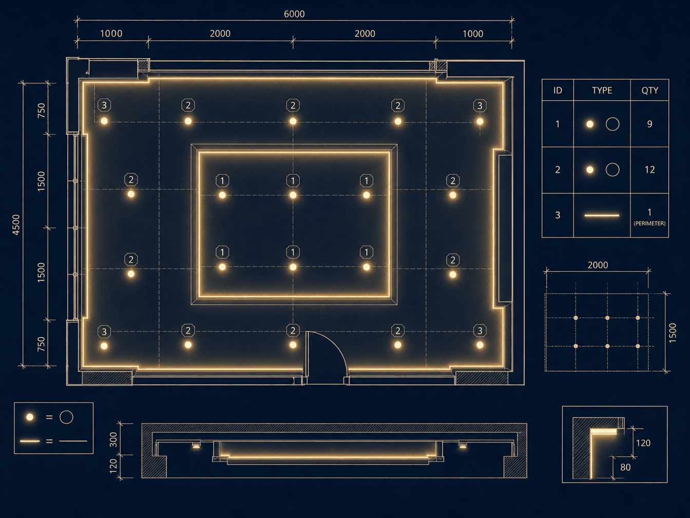 Ceiling & fixture layout